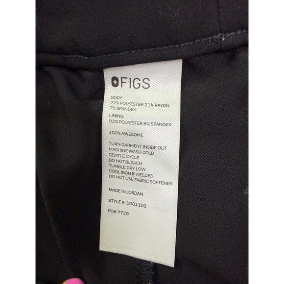 Figs High Waisted Dowa Scrub Pants Black Size Large #1001102 - Picture 4 of 6